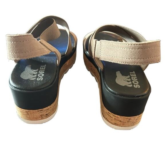 Sorel Cameron Flatform Wedge Slingback Cork Platform Banded Straps NEW Size 9 - Picture 4 of 11
